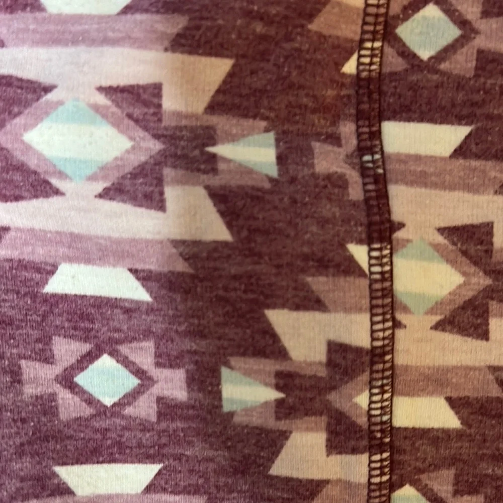 Justice Pink and White Aztec Geometric Leggings Fleece Lined